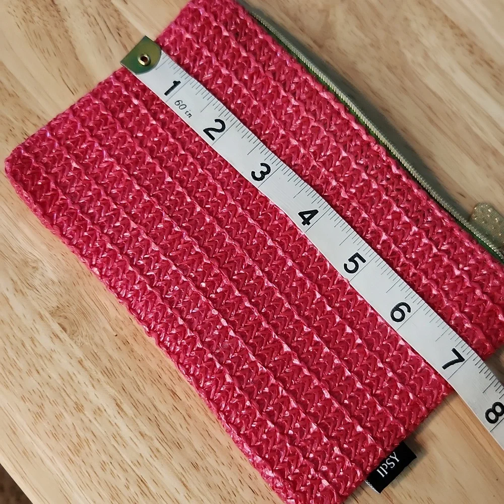 IPSY Fuschia with Light Pink Interior Woven Zipper Pouch‎